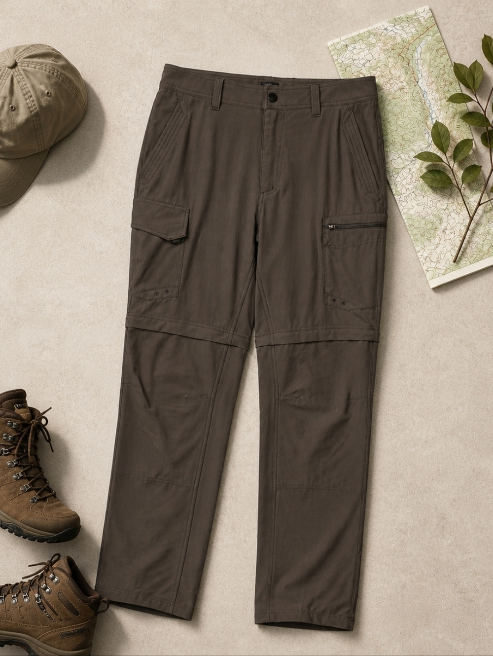 NEPALLO Convertible Zip Hiking 6 Pocket Cargo Gray Pants. NWOT Mens 36/34